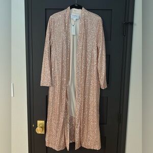Anthropologie rose gold sequin duster - size M